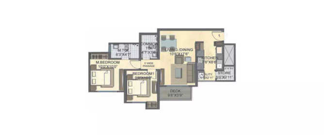 Lodha Casa Bella Gold Dombivali - Floor plan 2 BHK 524 Sq.ft