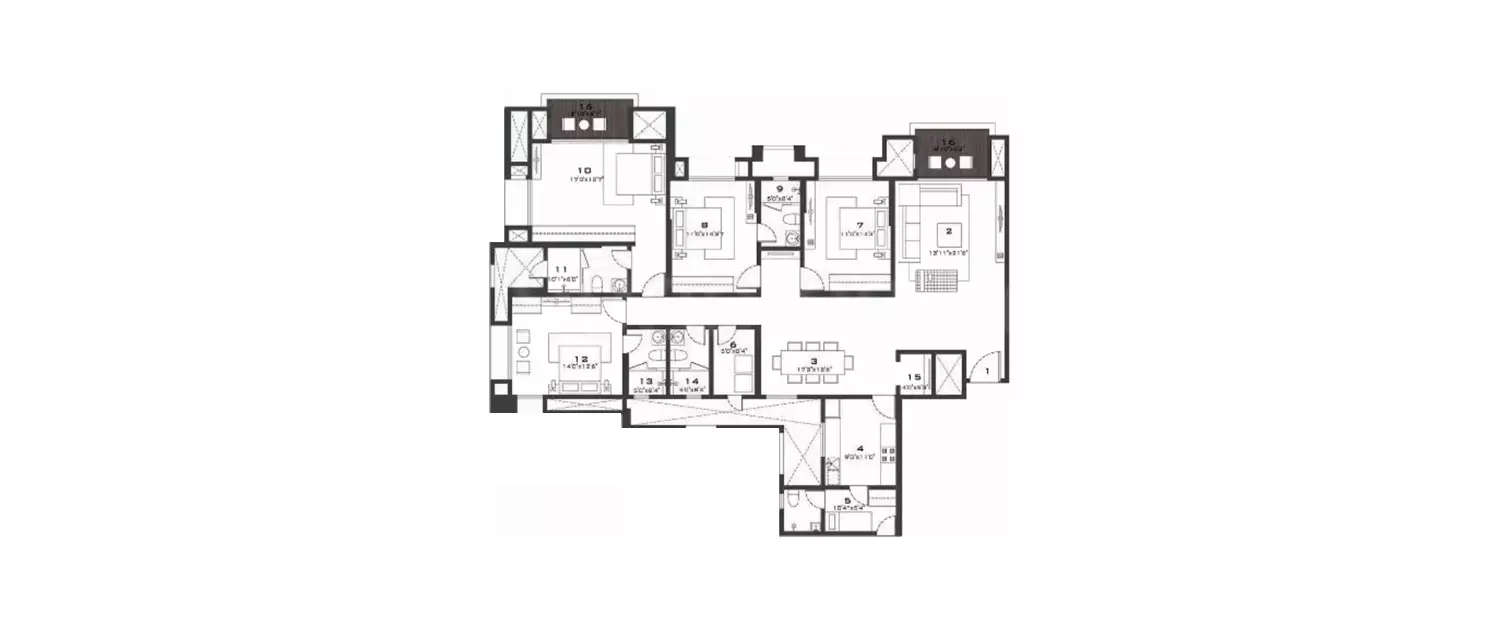 Floor plan for 4 BHK