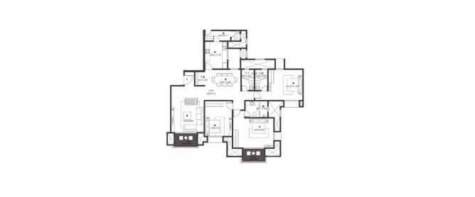 Hiranandani Bridgewood Egattur - Floor plan 3 BHK 1970 Sq.ft