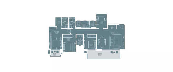 Hiranandani Hill Crest Begur - Floor plan 3 BHK 1448 Sq.ft