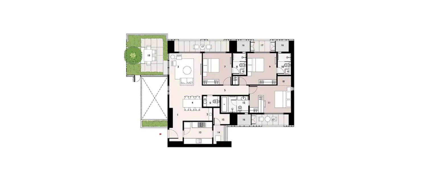 Floor plan for 3 BHK