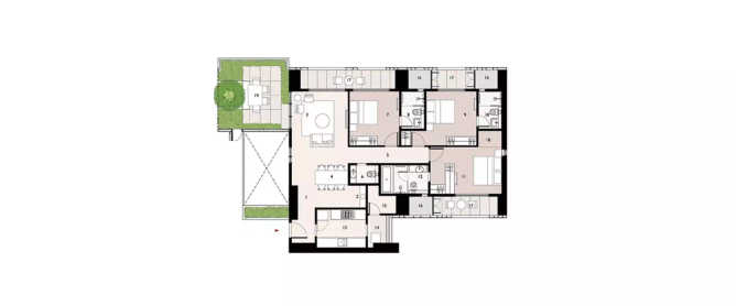 Lodha Enchante Wadala - Floor plan 3 BHK 1330 Sq.ft