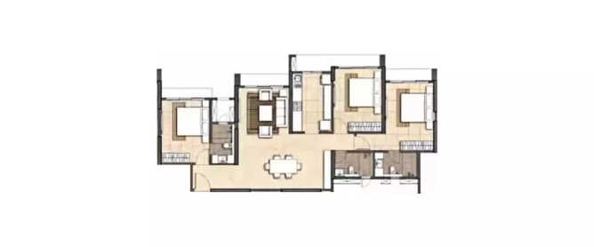 Lodha Codename Never Before Malad Malad - Floor plan 3 BHK 1082 Sq.ft