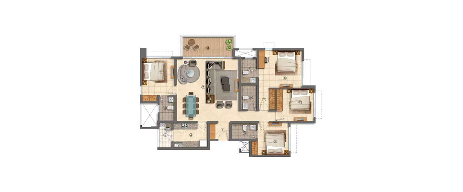 Floor plan for 4 BHK