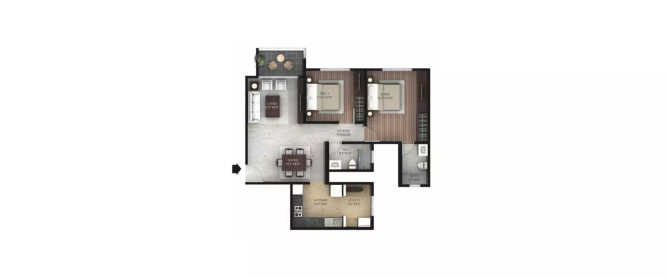 Hiranandani Crossgate Devanahalli - Floor plan 2 BHK 839 Sq.ft