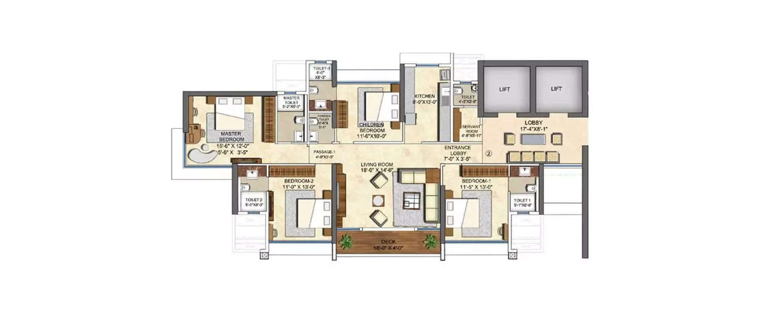 Floor plan for 4 BHK