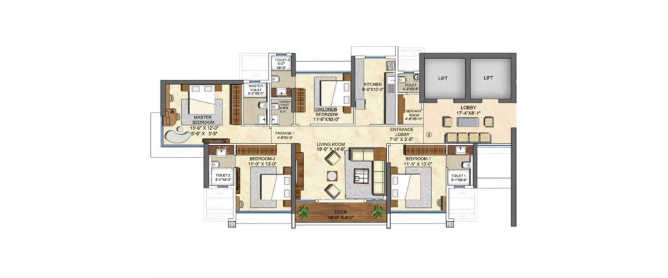 Runwal The Reserve Worli - Floor plan 4 BHK 2088 Sq.ft
