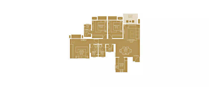 Hiranandani Club Meadows Akshaya Nagar - Floor plan 3 BHK 1102 Sq.ft