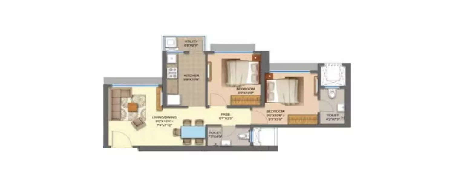 Floor plan for 2 BHK