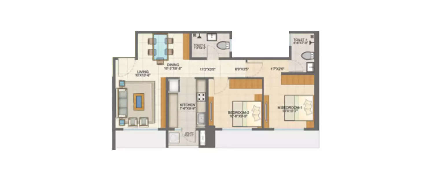 Floor plan for 2 BHK