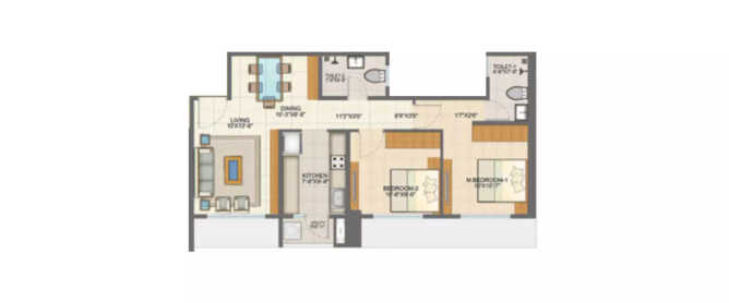 Runwal Pinnacle Crown Mulund - Floor plan 2 BHK 685 Sq.ft