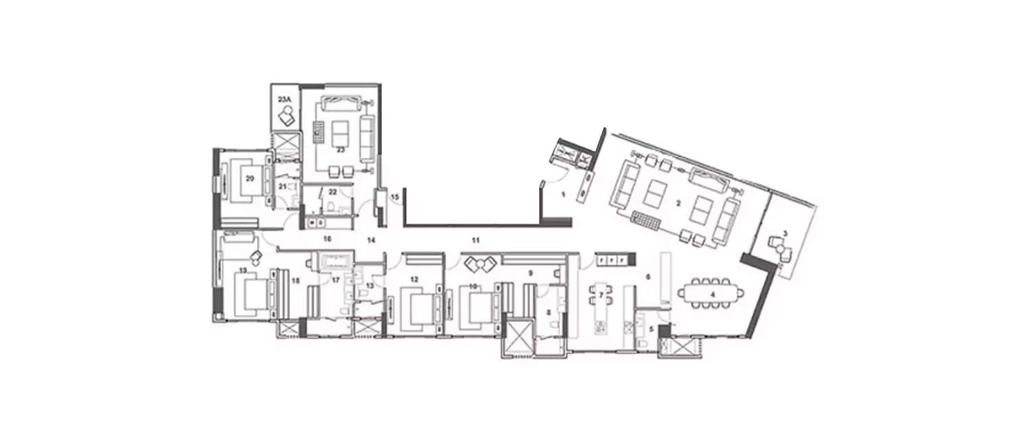 Floor plan for 5 BHK