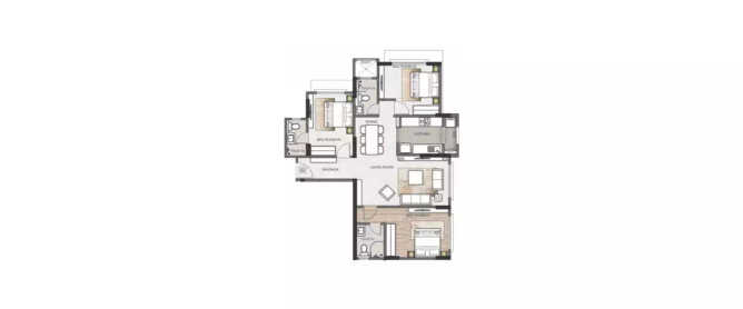 Rustomjee Yazarina III Dadar - Floor plan 3 BHK 981 Sq.ft