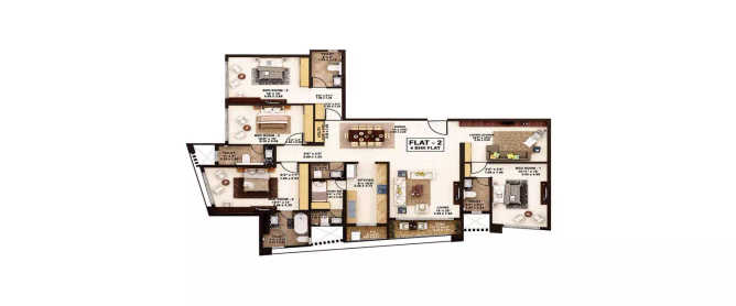 Rustomjee Oriana Bandra - Floor plan 4 BHK 3605 Sq.ft