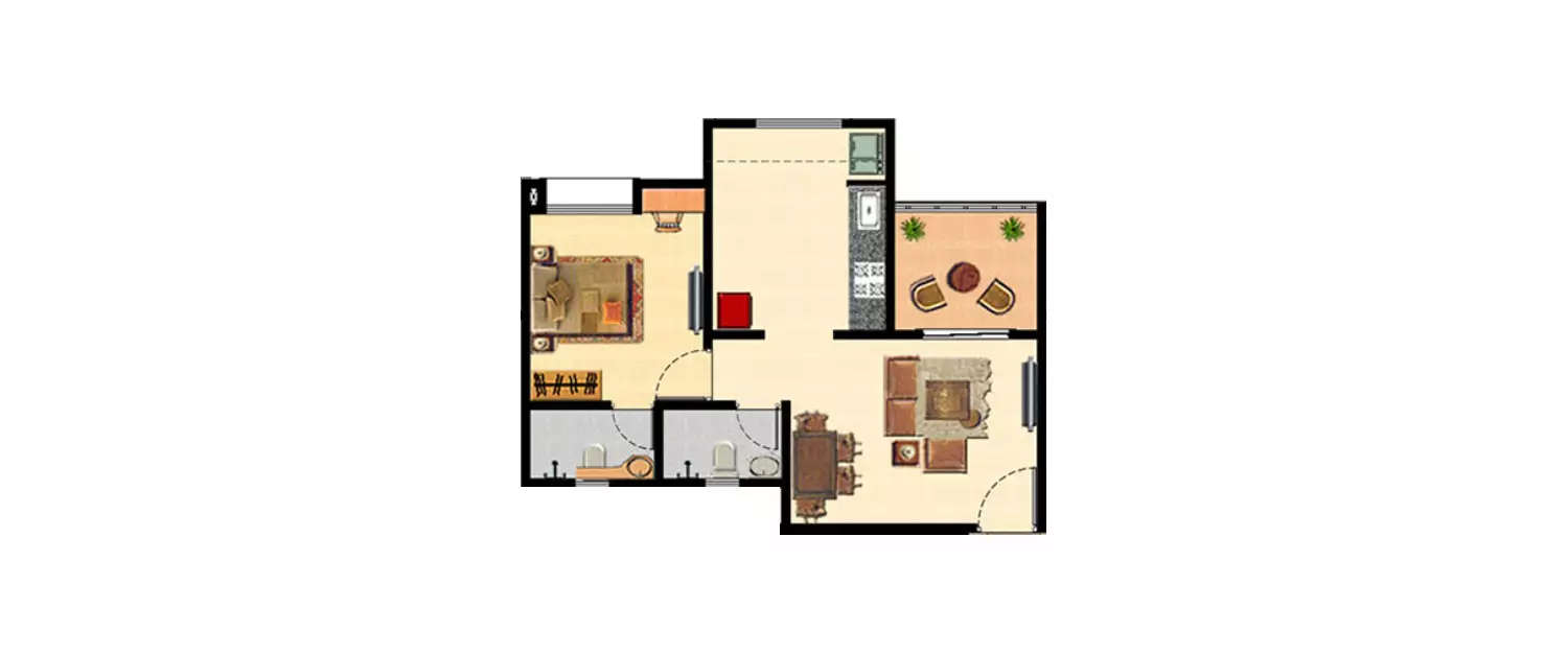 1 BHK Apartment 279 Sq.ft