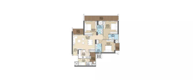 Puravankara Elita Promenade JP Nagar - Floor plan 3 BHK 1575 Sq.ft