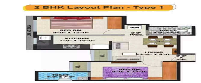 Arihant Amber Taloja - Floor plan 2 BHK 469 Sq.ft