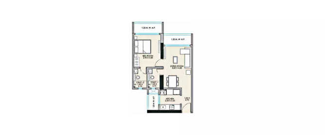 JP Codename Dream Home Mira Bhayandar - Floor plan 1 BHK 531 Sq.ft