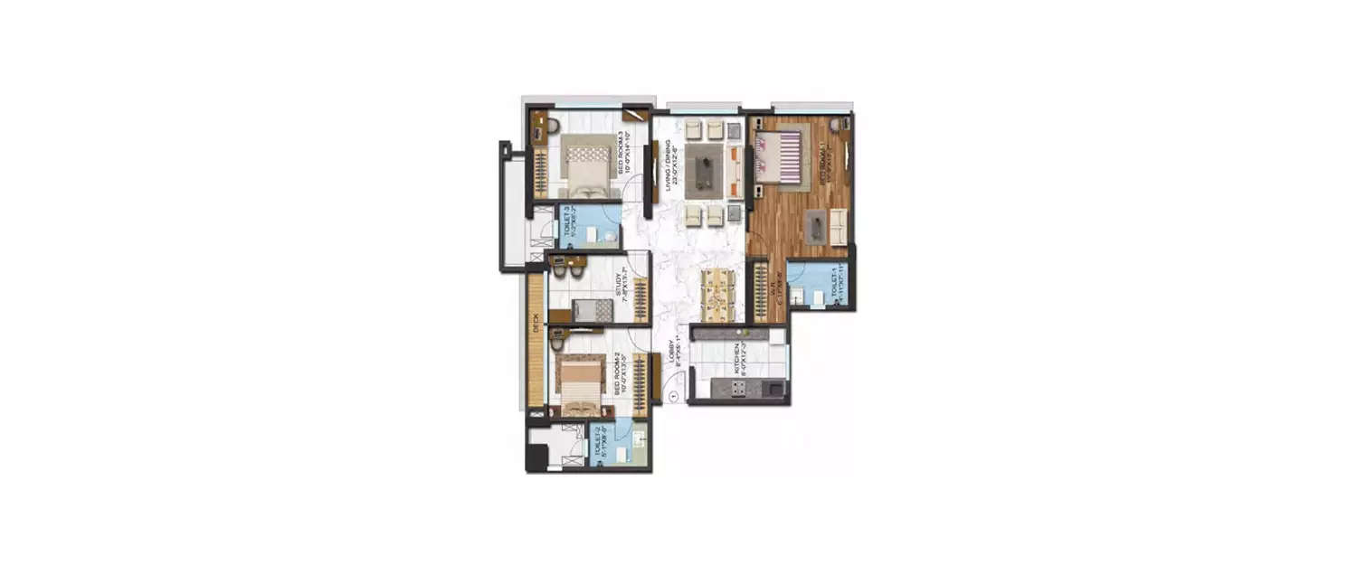 Floor plan for 3.5 BHK