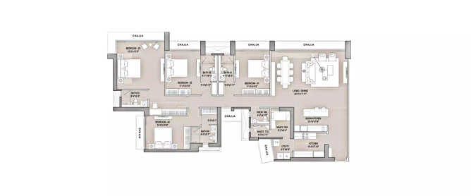 Oberoi Esquire Goregaon - Floor plan 4 BHK 2053 Sq.ft