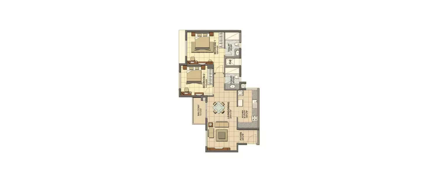 Floor plan for 2 BHK
