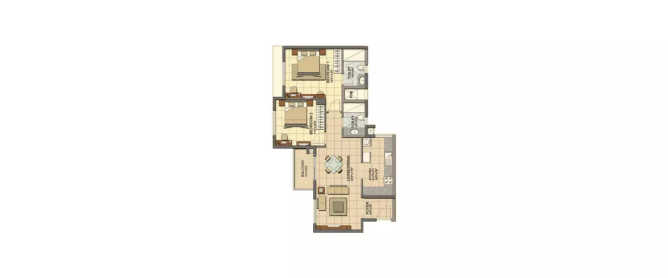 Prestige Lakeside Habitat Whitefield - Floor plan 2 BHK 855 Sq.ft