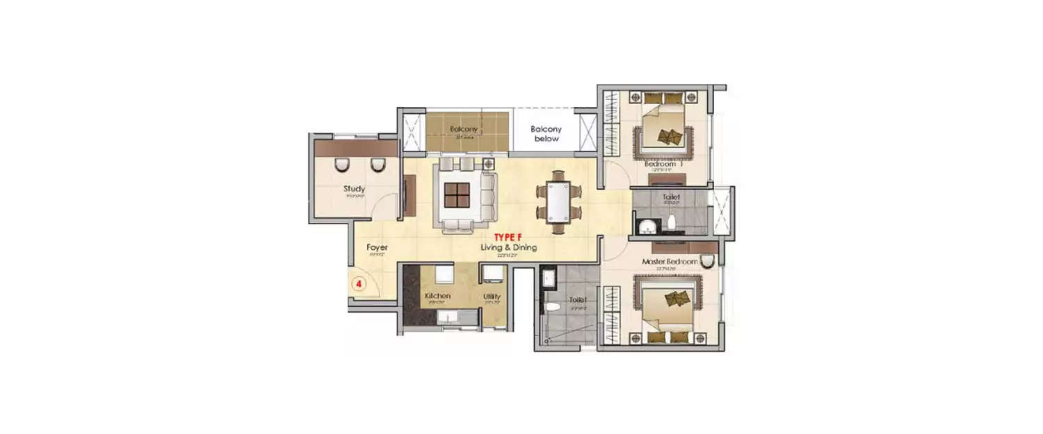 Floor plan for 2.5 BHK