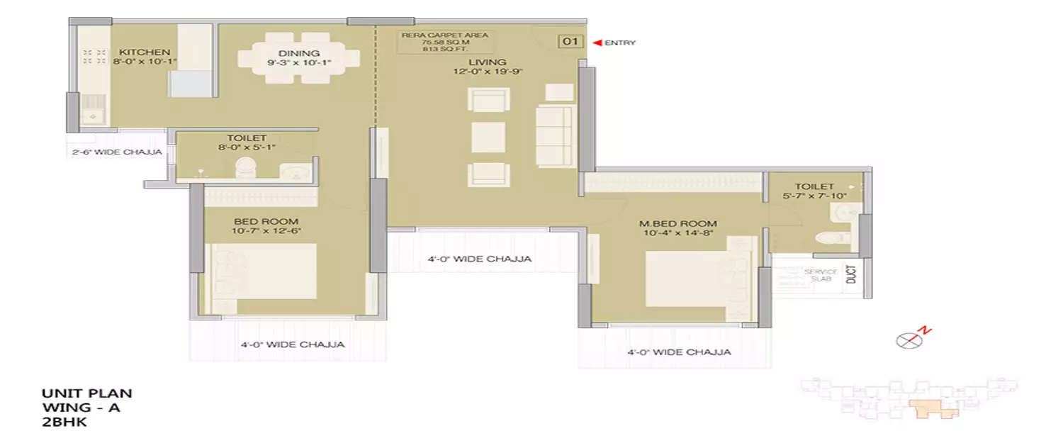 Floor plan for 2 BHK