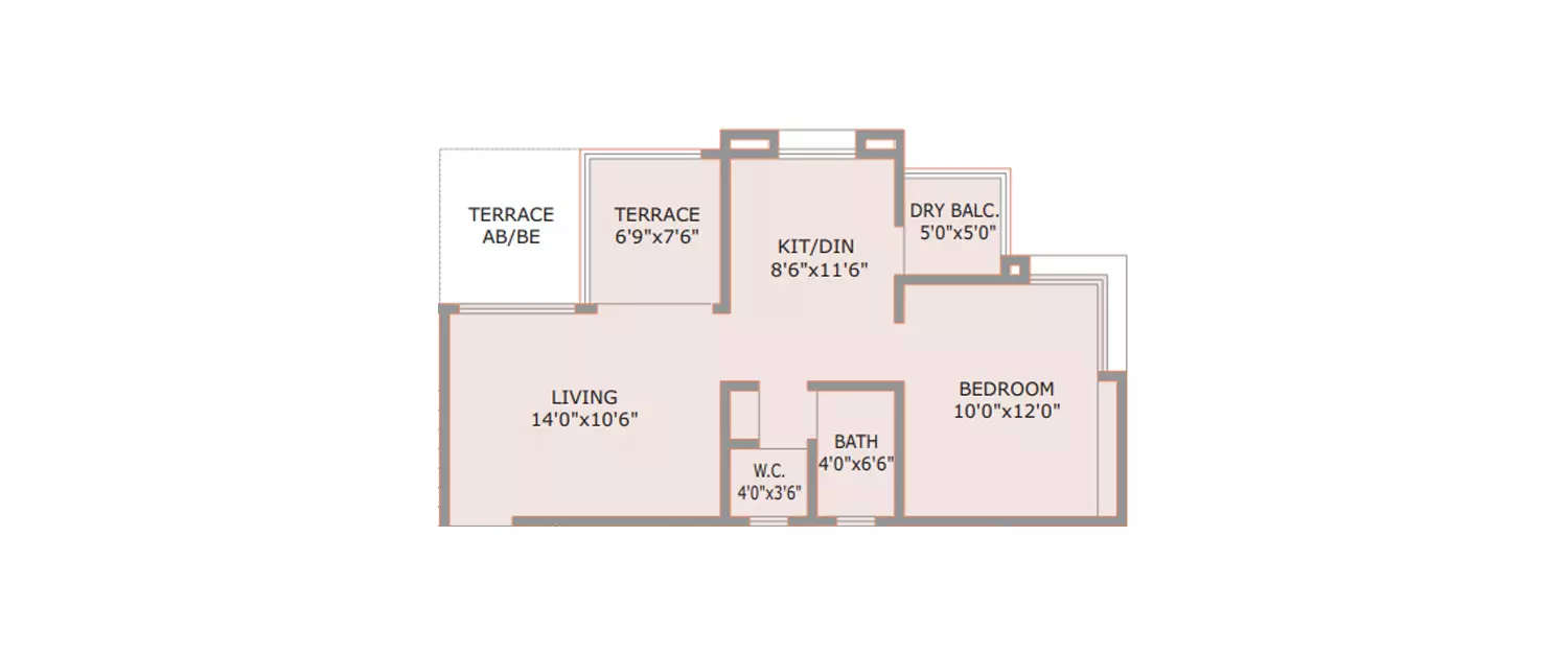 Floor plan for 1 BHK