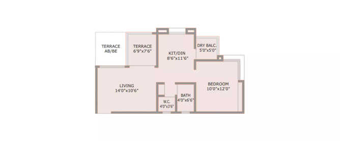Prestige Heights Bhugaon - Floor plan 1 BHK 441 Sq.ft