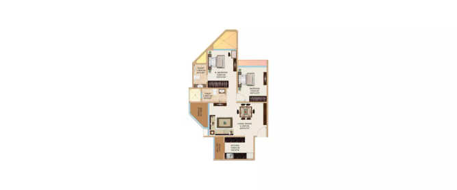 Ajmera Exotica Wagholi - Floor plan 2 BHK 990 Sq.ft