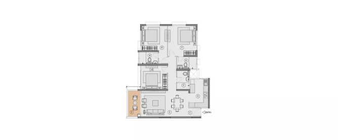 Puravankara Blubelle Magadi - Floor plan 3 BHK 1630 Sq.ft