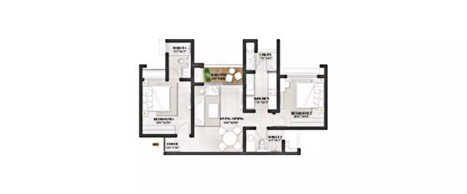 Prestige Eden Park Sarjapura - Floor plan 2 BHK 625 Sq.ft