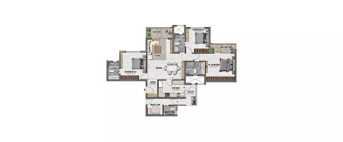 Prestige Elm Park Channasandra - Floor plan 3 BHK 2004 Sq.ft