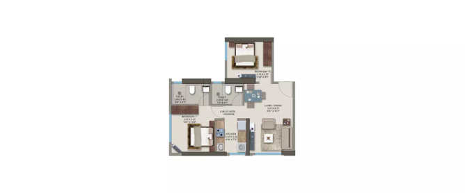Kanakia Zen World Kanjurmarg - Floor plan 1.5 BHK 555 Sq.ft