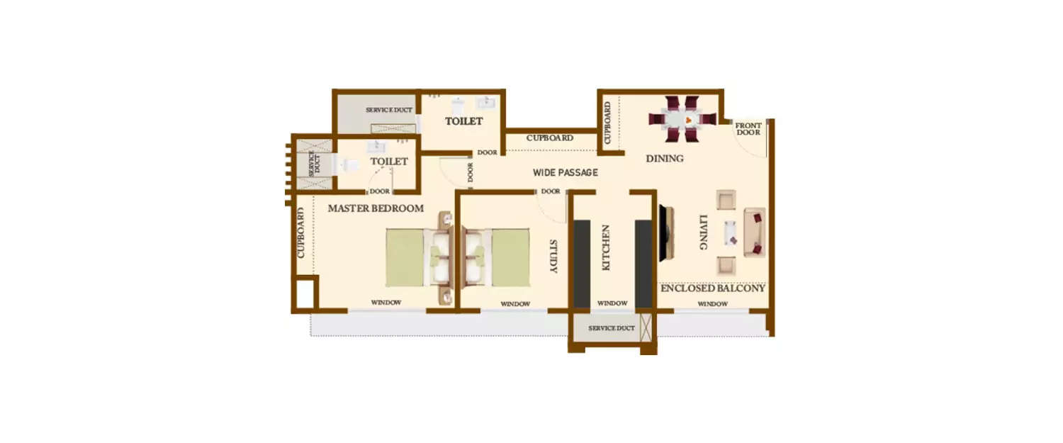 Floor plan for 2 BHK