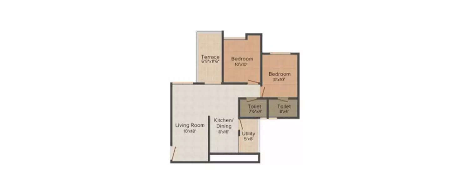 Floor plan for 2 BHK