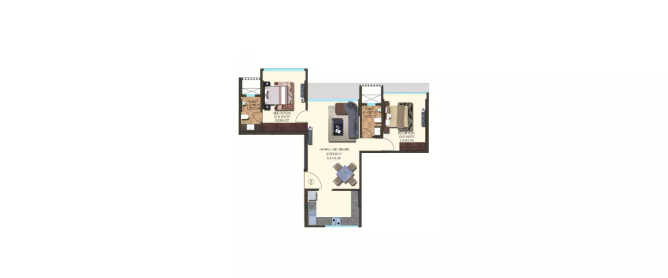 Kanakia Hollywood Andheri - Floor plan 2 BHK 728 Sq.ft