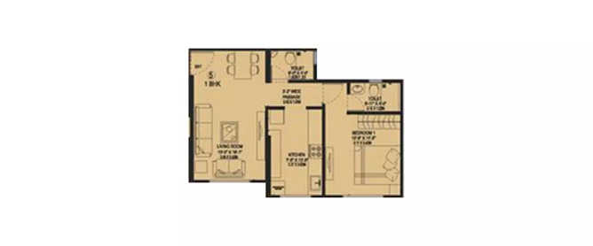 Kanakia Sevens Andheri - Floor plan 1 BHK 515 Sq.ft