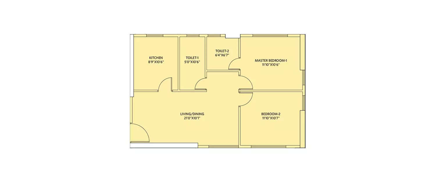 Floor plan for 2 BHK
