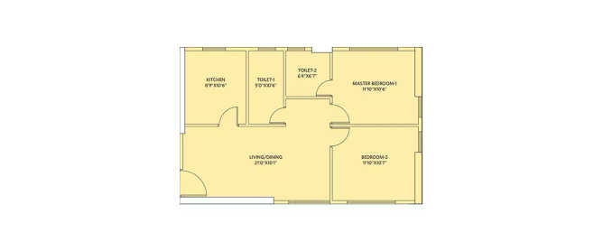 Siddha Seabrook Kandivali - Floor plan 2 BHK 706 Sq.ft