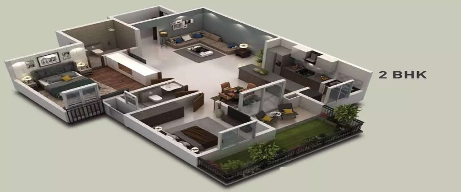 Floor plan for 2 BHK