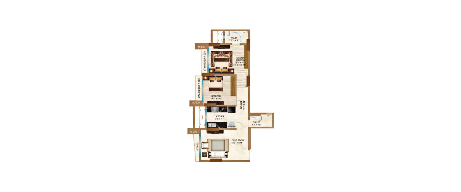 Floor plan for 2 BHK