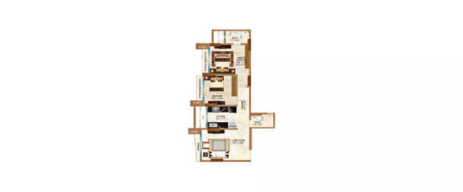 Safal Ganga Smruti Chembur - Floor plan 2 BHK 623 Sq.ft