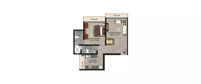 Safal Sai Chembur - Floor plan 1 BHK 467 Sq.ft
