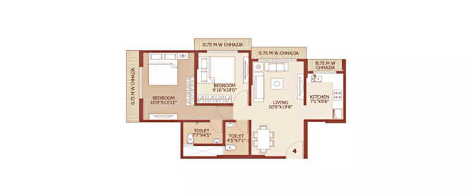 Safal Trademark Chembur - Floor plan 2 BHK 636 Sq.ft