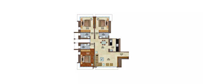 Peninsula Celestia Sewri - Floor plan 3 BHK 1468 Sq.ft