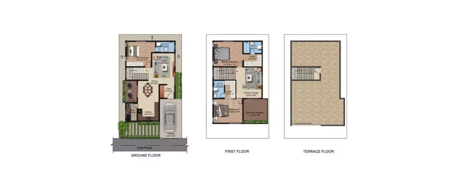 Floor plan for 3 BHK