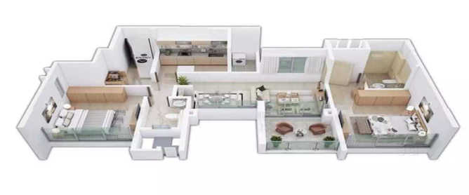 Shapoorji SP Residency Fursungi - Floor plan 2 BHK 1658 Sq.ft