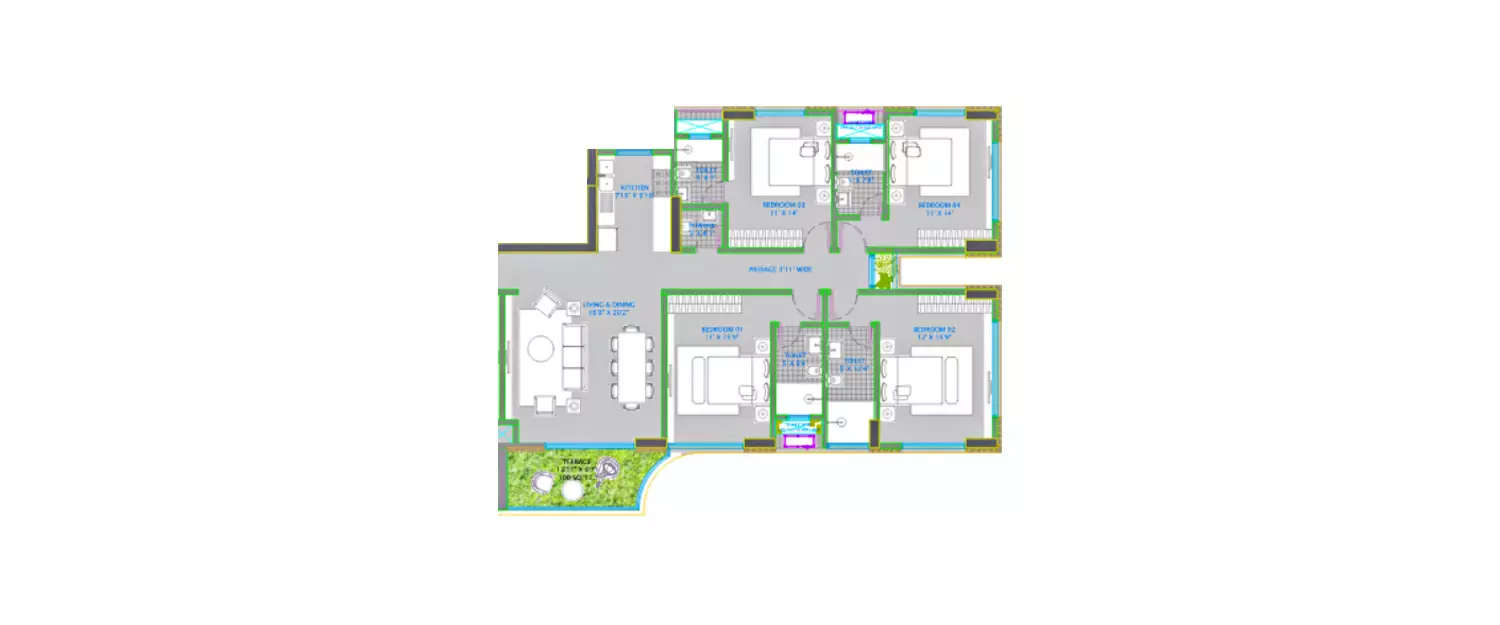 Floor plan for 4 BHK
